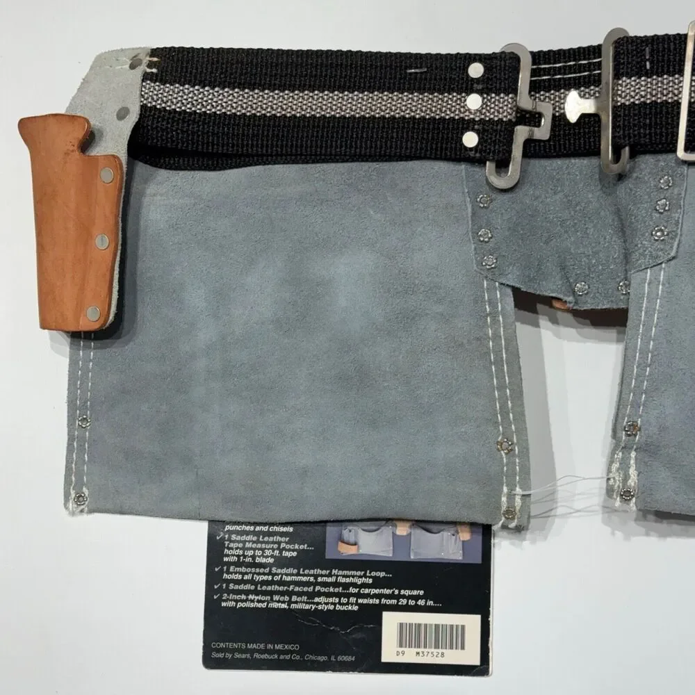 NWT Vintage Sears Nail Tool Apron Utility Belt Leather Made in Mexico #937528
